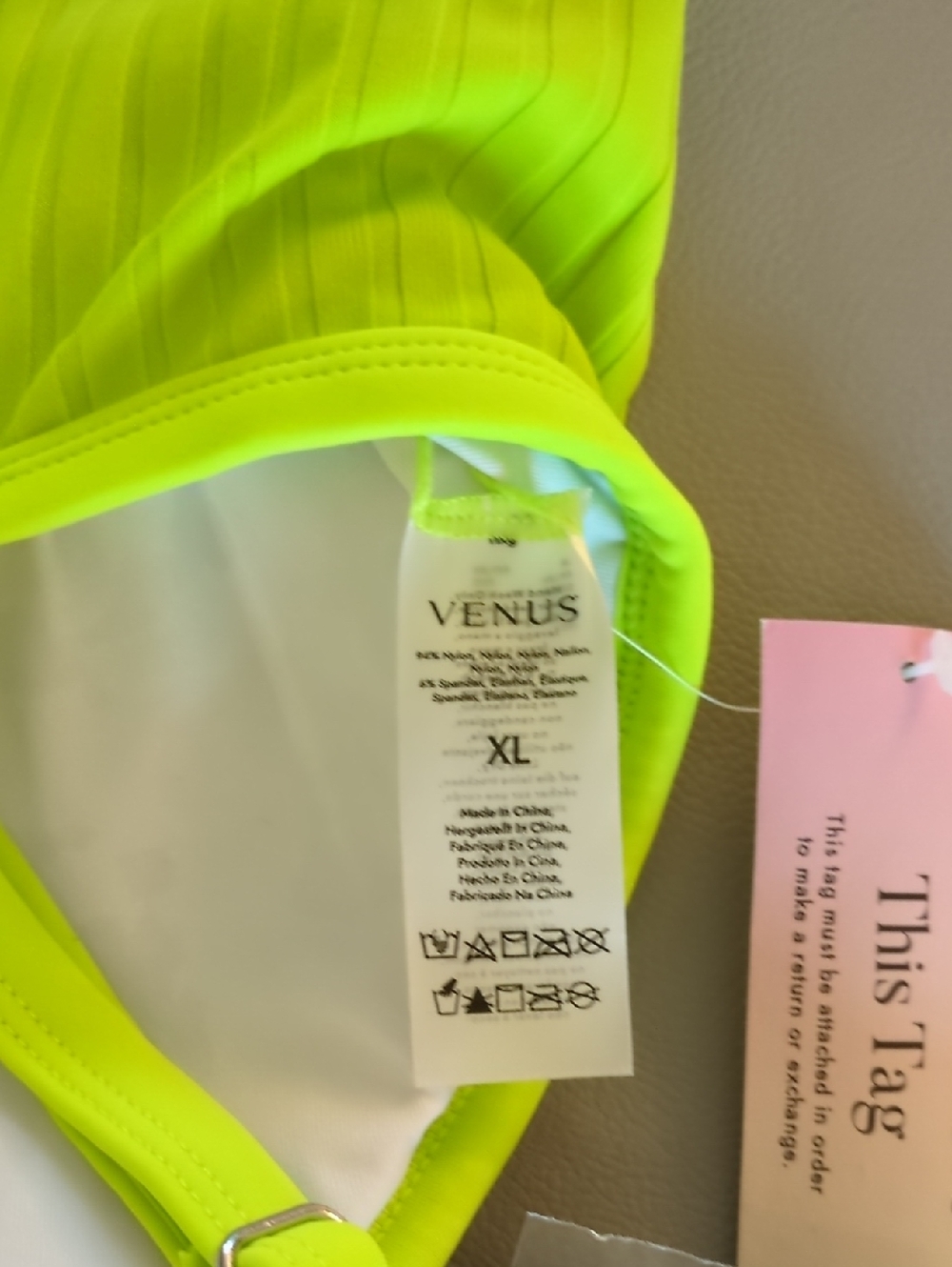 VENUS Lime Superrib Swim Crop Top - Picture 3 of 3